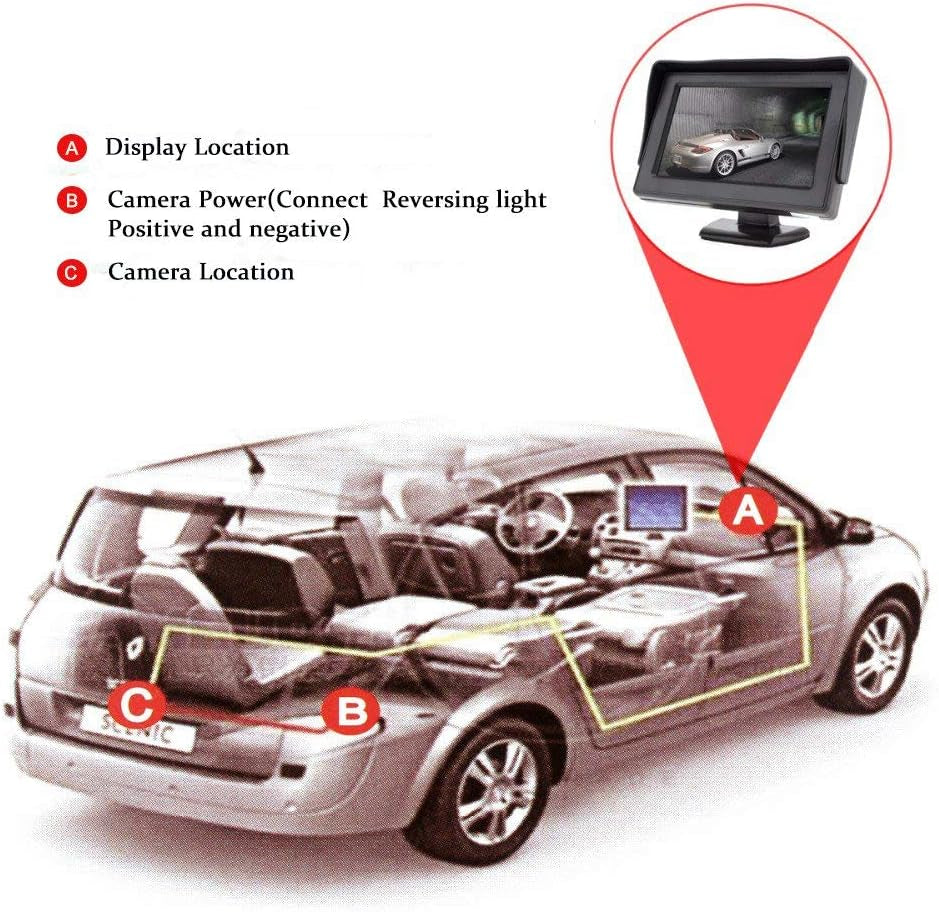 4,3 '' Set Di Telecamere Di Visualizzazione Inversa, Telecamera Inversa Impermeabile Con Monitor in Auto, Adatto per SUV E Camion