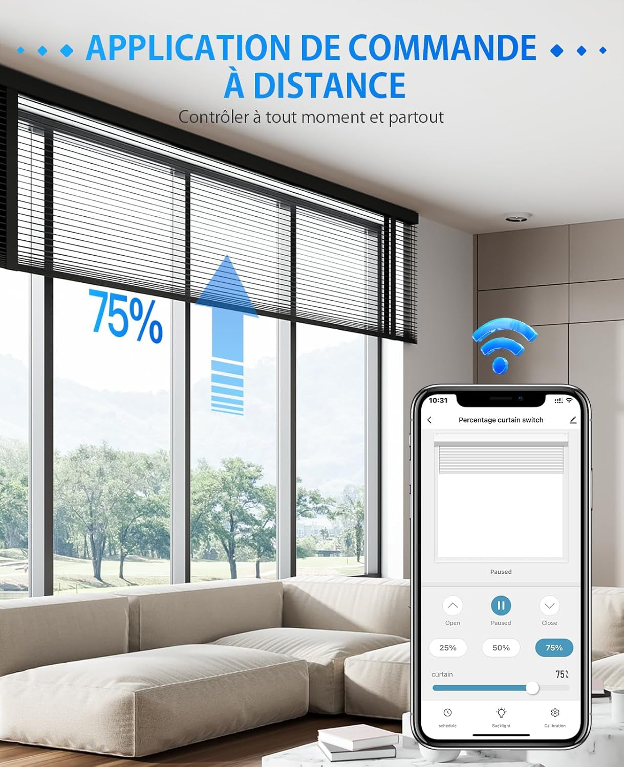 Interruttore per Tapparelle Wlan Con Funzione Percentuale, Timer Intelligente per Tapparelle, Compatibile Con Alexa/Google Home/Smart Life, Controllo Tapparelle Richiede Conduttori Zero