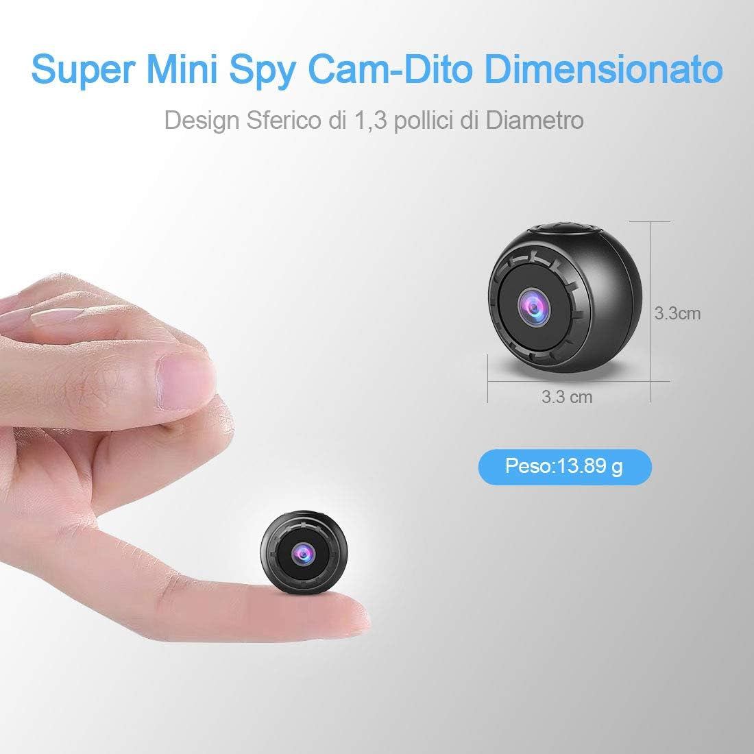 Mini Telecamera Spia Nascosta, HD 1080P Portatile Micro Cop Spy Cam Con Sensore Di Movimento,Visione Notturna Y Batteria,Senza Fili Piccola Video Sorveglianza Microcamera Spia Esterno/Interno