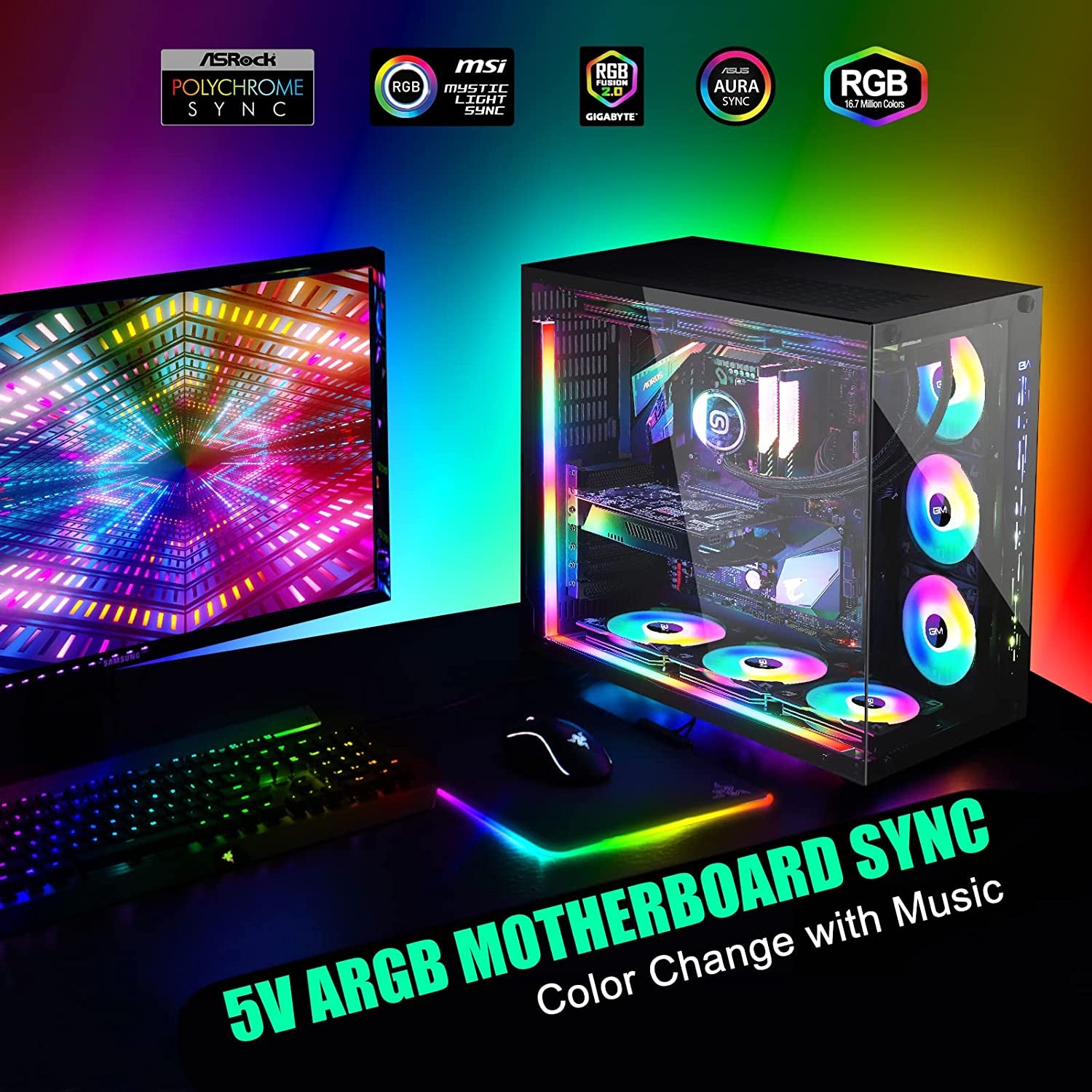 35 Cm PC RGB Striscia Luminosa per Telaio Con Ventola Di Alloggiamento Disponibile Accessori per Computer LED per Alloggiamento RGB