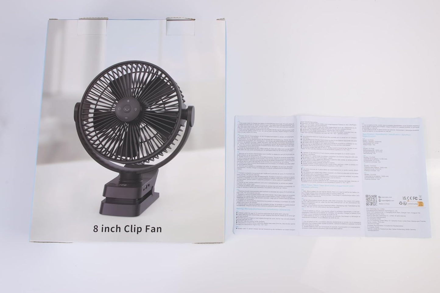 Ventilatore Da Tavolo USB, 12000Mah Ventilatore Da Campeggio Ricaricabile, Ventilatore Con Clip Silenzioso Con 5 Velocità, Portatile Ventola Con Telecomando per Ufficio Campeggio Tenda Passeggino