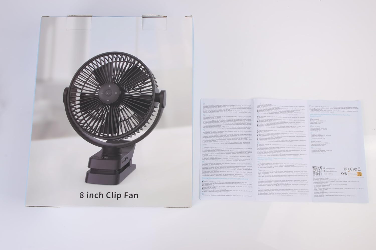 Ventilatore Da Tavolo USB, 12000Mah Ventilatore Da Campeggio Ricaricabile, Ventilatore Con Clip Silenzioso Con 5 Velocità, Portatile Ventola Con Telecomando per Ufficio Campeggio Tenda Passeggino
