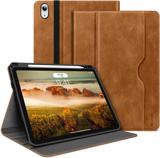 HOLIMET Cover per Ipad Air 6 11" M2 2024, Ipad Air 5./4. Generazione (2022/2020) 10.9 Pollici Cover Con Pencil Holder, Custodia Auto Sveglia/Sonno Smart Folio Case, Supporto Multi-Angolo - Marrone