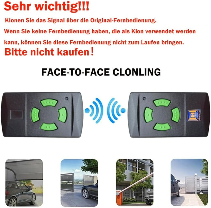 26,995 Mhz, Apertura per Porta Del Garage, Telecomando Compatibile Con Hörmann 26 Mhz, 26,9 Mhz, Hormann HSM2, HSM4, HS1, HS2, HS4, HSE2, HSZ1, HSZ2, HSP4, 1 Pezzo