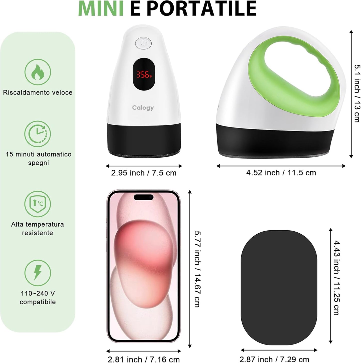 Pressa a Caldo Mini, Termopressa per Magliette Controllo Costante Temperatura, Macchina Trasferimento Termico Con Base Sicurezza Isolata per Artigianato Vestiti Cappelli Cuscini - Bianco Verde