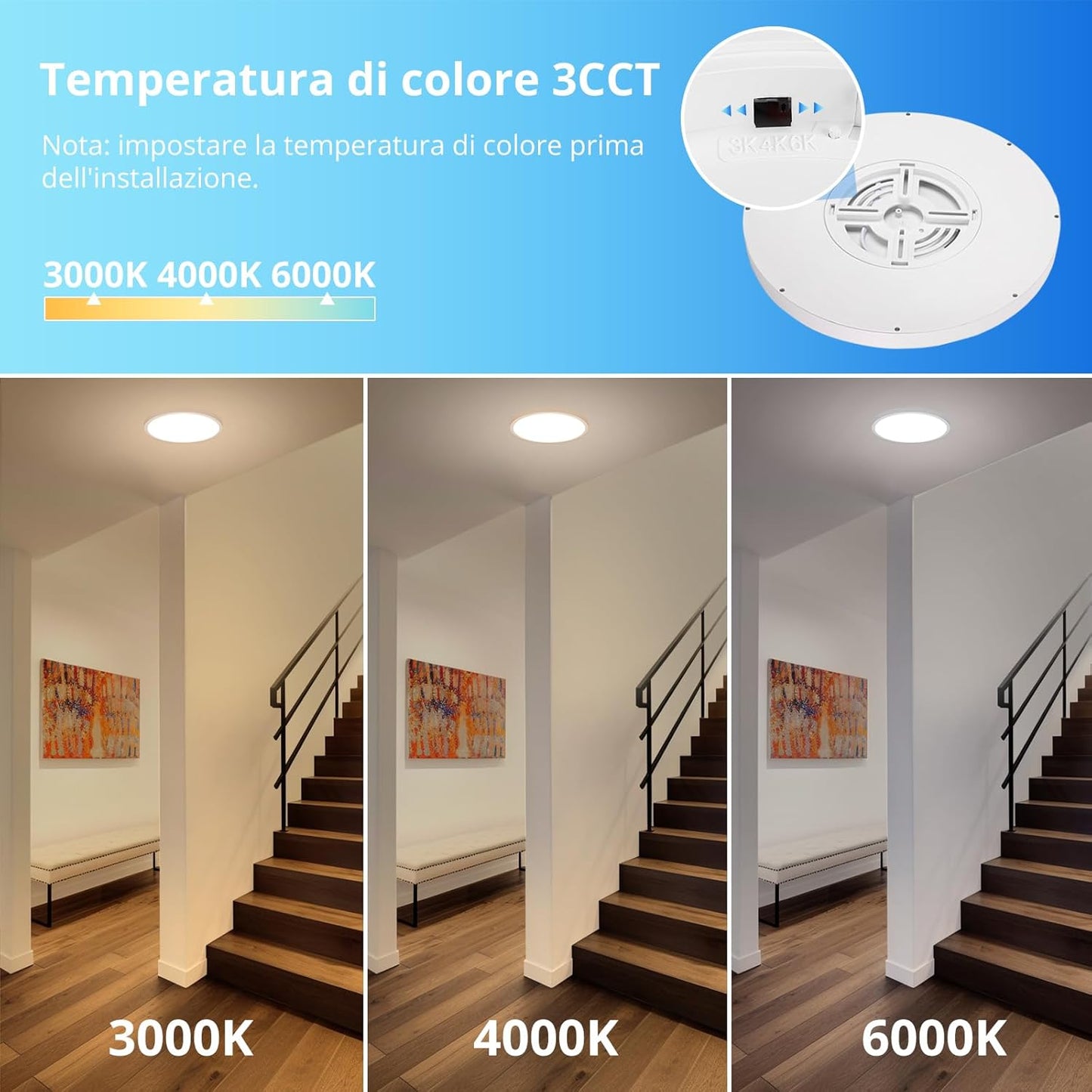 Plafoniera LED Soffitto Con Sensore Di Movimento Radar, 28W 2800LM Rotonda Plafoniere Con Sensore Crepuscolare, 3000K/4000K/6000K Ø30CM Lampada Da Soffitto Moderna per Corridoi Scale Garage