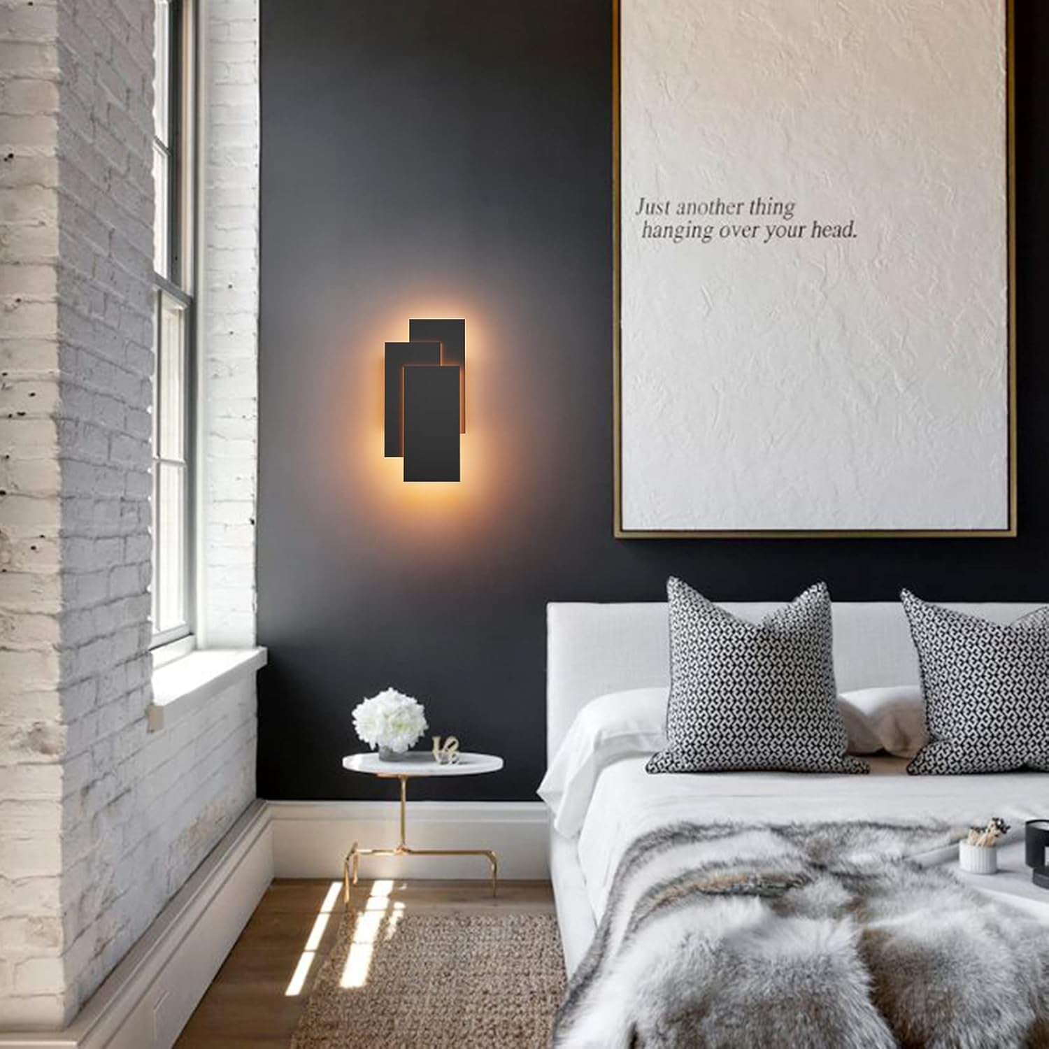24W Lampada Da Parete Applique Da Parete Interni Moderno LED Bianco Caldo 3000K Lampada Da Muro per Soggiorno, Camera Da Letto, Corridoio, Scale (Nero)