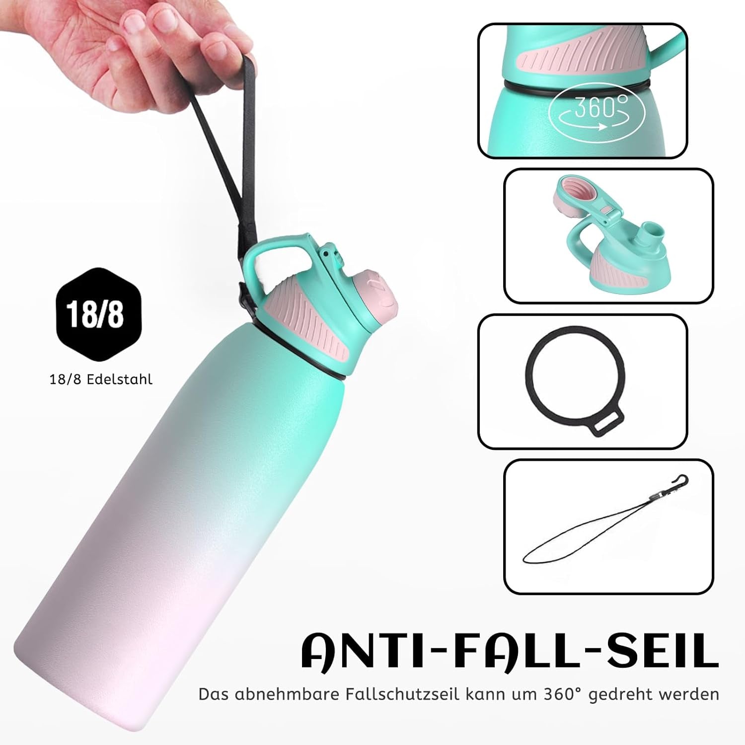Borraccia Termica Con Tappo Magnetico 1500ML, Bottiglia Termica per Bambini - Senza Bpa/Senza Perdite Borracce Acciaio Inox per Scuola, Sport, Palestra, Ciclismo