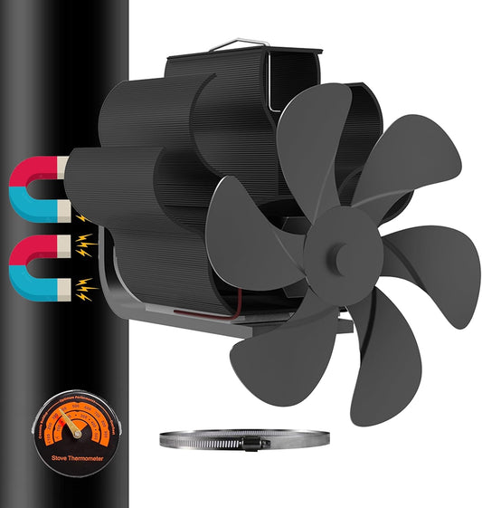 Ventola per Stufa Magnetico, Ventilatore Della Stufa Da Tubo, Silenzioso Ventola per Stufa a Legna, Senza Elettricità Alimentato Calore Ventola, Stufa Ventilatore per Bruciatori a Legno/Camino
