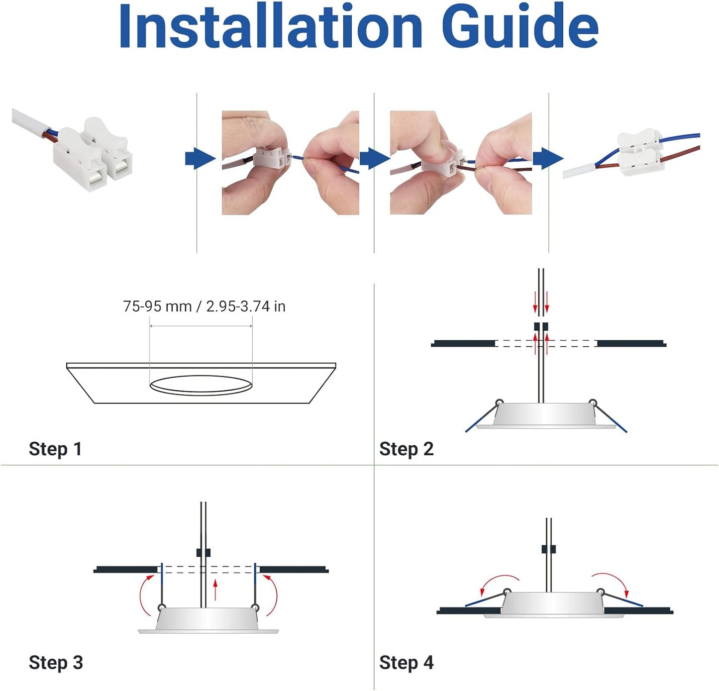 Set Di 6 Faretti LED Da Incasso Faretto Incorporato Luce a Led, Bianco Caldo 3000K, 7W Equivalente 70W, 230V, 600Lm, Profondità 27Mm, Diametro Del Foro Ø75Mm [Classe Di Efficienza Energetica F]