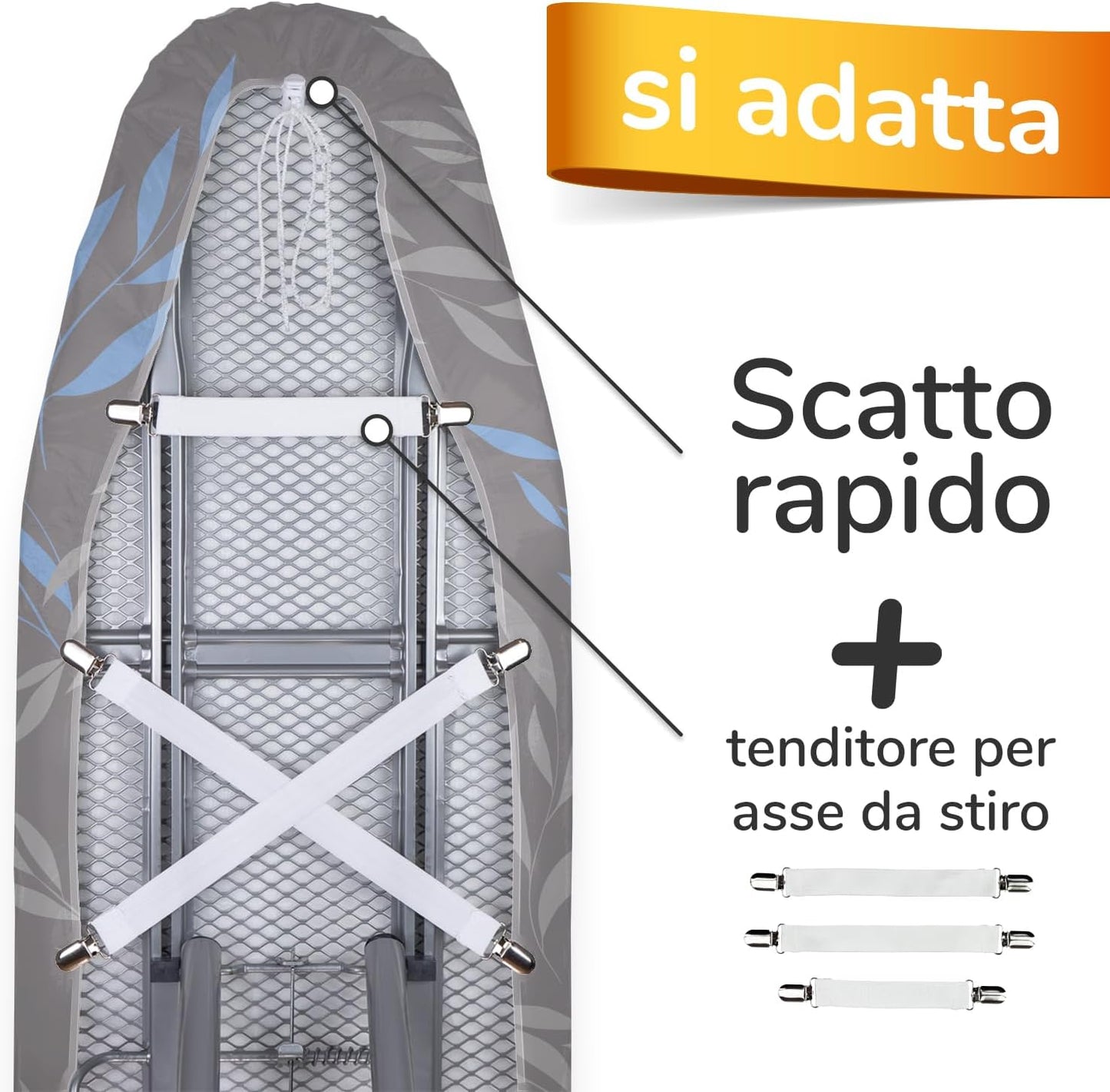 Pratico E Morbido Copriasse Da Stiro 125 X 45 Cm - Copri Asse Da Stiro Telo Universale per Ferri a Vapore, Con 3 Elastici in Dotazione