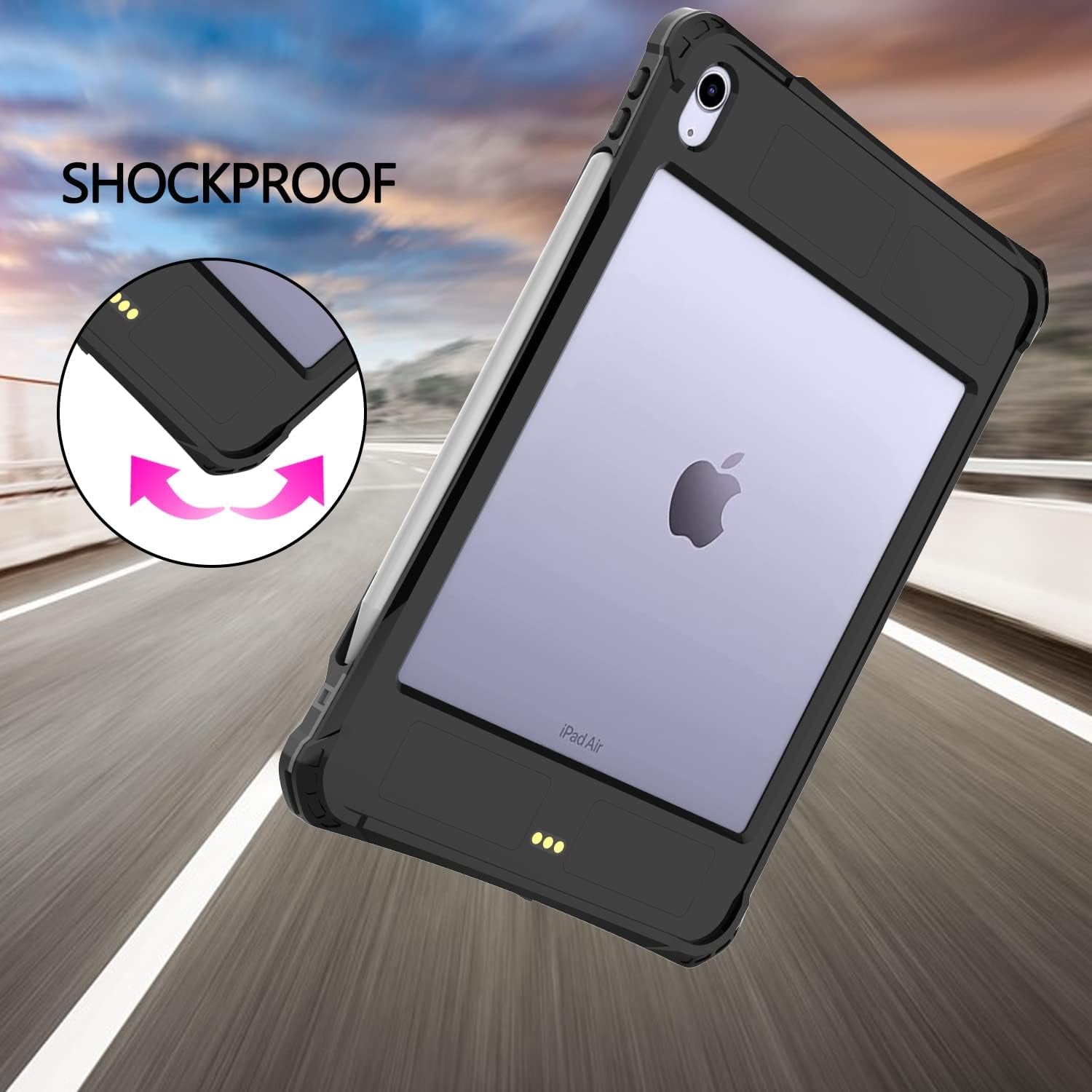 Custodia Impermeabile per Ipad Air 5/4 per Ipad Air 5/4A Generazione, Custodia Protettiva Completa Con Proteggi Schermo, Portamatite, Cavalletto, Cinturino, Antiurto, Antipolvere
