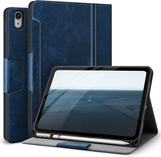 Custodia per Ipad 10ª Generazione 10,9 Pollici 2022 in Pelle PU Con Portapenne, Angolo Di Supporto Regolabile, Funzione Di Auto Sveglia/Sonno (Blu)