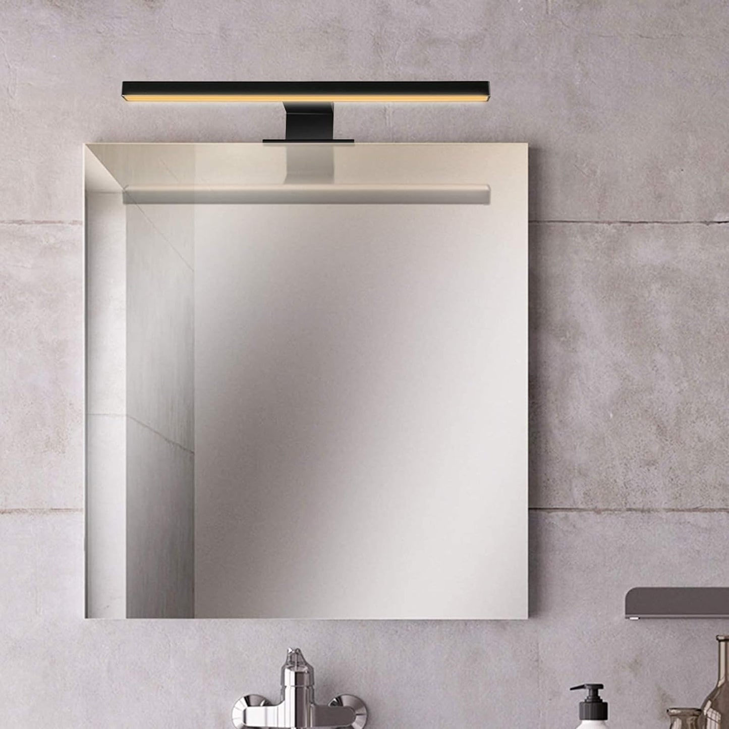 5W Lampada Da Specchio LED per Bagno 3000K Bianco Caldo, 30Cm 400Lm Lampada Da Armadio IP44, Lampada Da Bagno Nera per Spechio Luce per Trucco (300Mm)