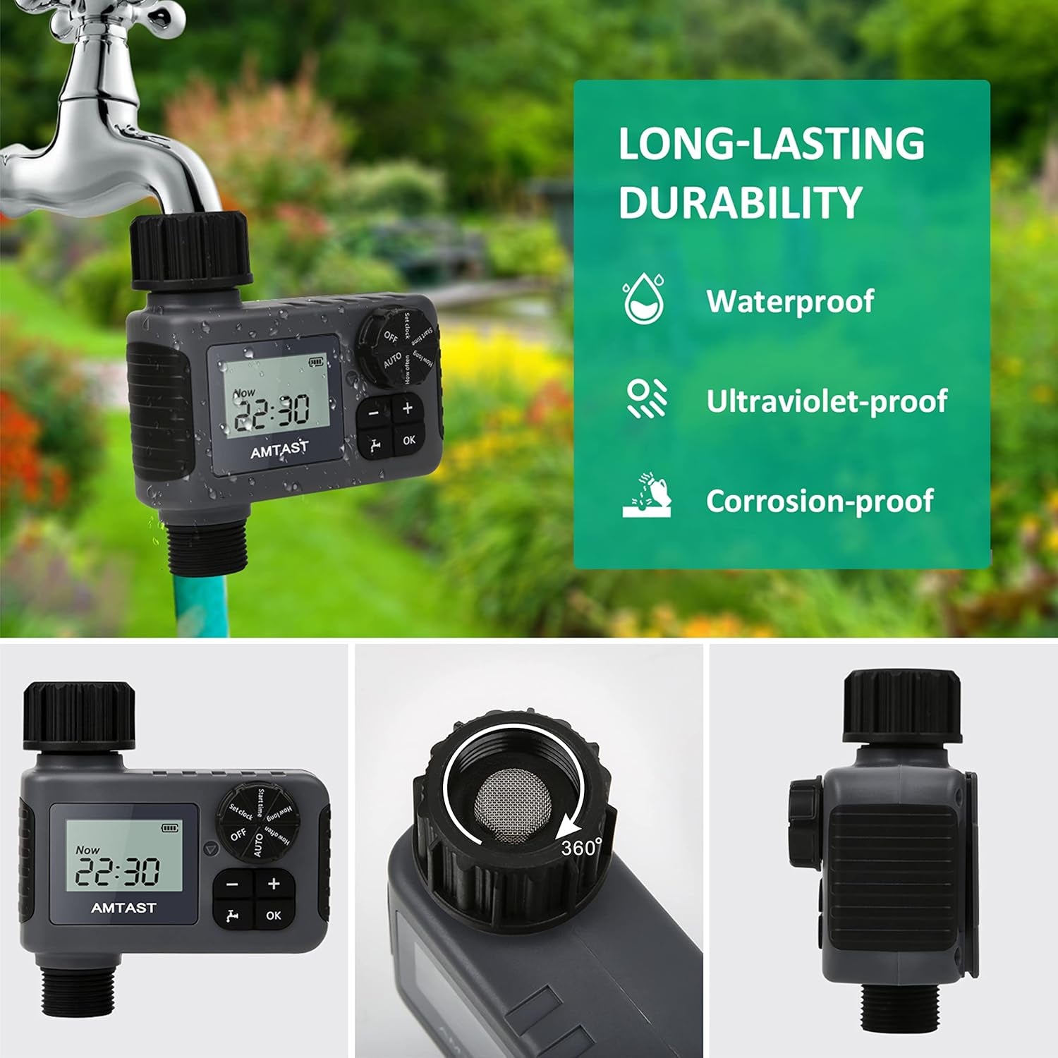 Timer per Irrigazione, Timer per Irrigazione Da Giardino, Con Ritardo Di Pioggia E Sistema Di Irrigazione Manuale Automatico per Il Riempimento Di Piscine Da Prato, Tubo a Uscita Singola Programmabile per Irrigazione (Solo per Uso Esterno)