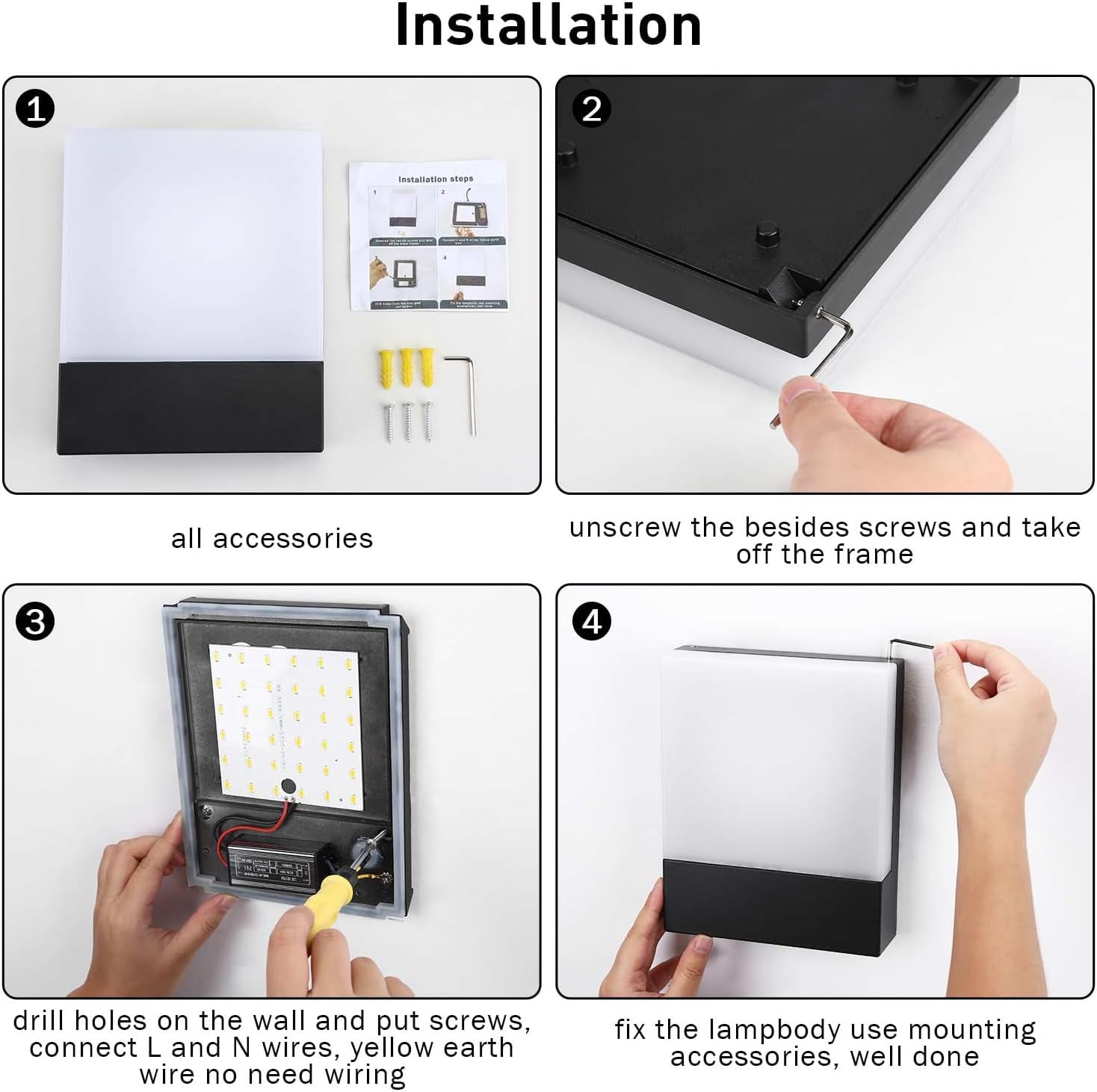 Applique Da Parete Esterno 18W Lampada Da Parete Led Esterna Impermeabile IP65 Luce a Muro in Alluminio Esterni Luci Da Parete per Balcone Giardino Veranda Garage Patio 4000K - Bianco Neutre