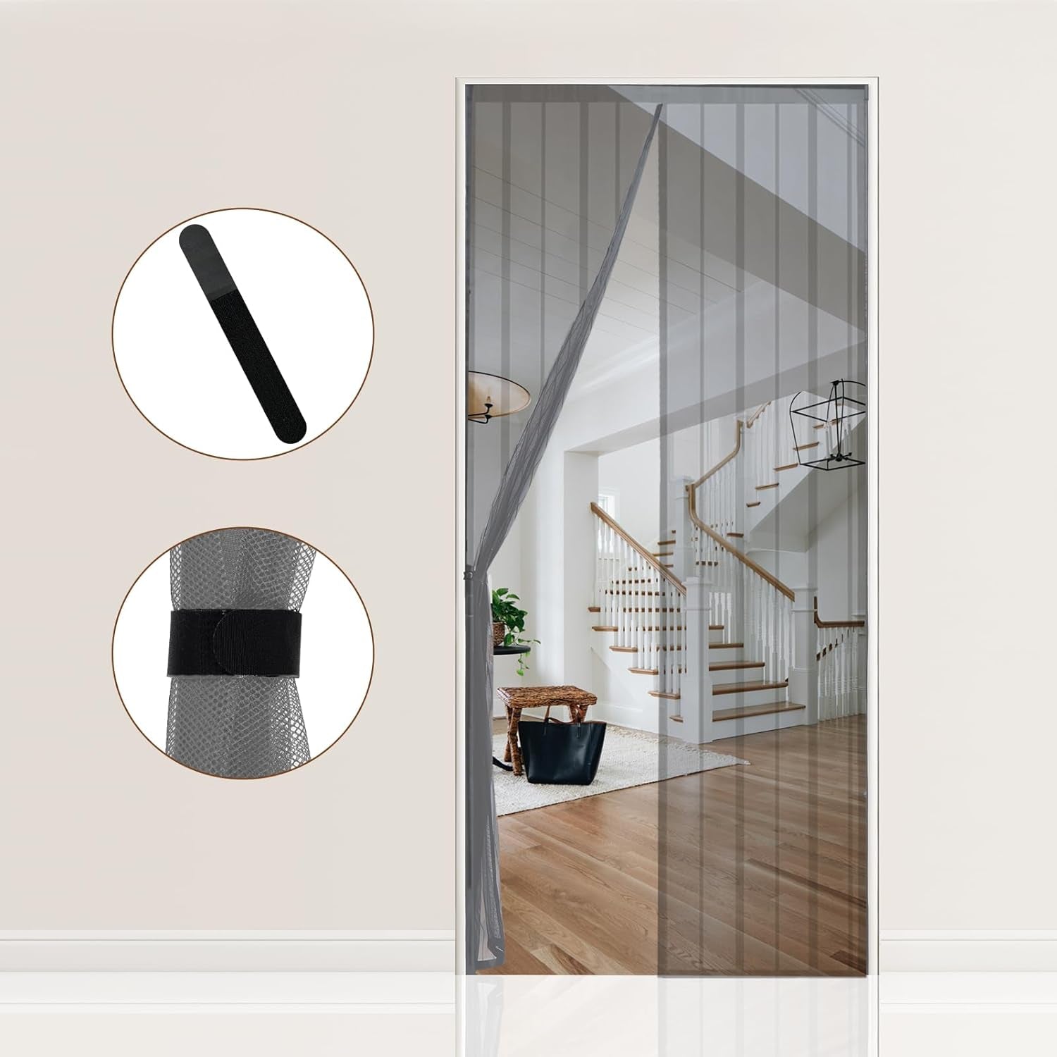 80X200Cm Zanzariera Magnetica per Porta, anti Insetti, per Legno, Ferro, Porte in Alluminio, Facile Da Installare, Non È Necessario Praticare Fori, Apertura E Chiusura Silenziosa, Grigio