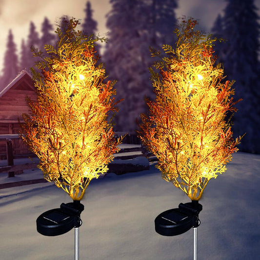 Lampade Solari per Esterni Da Giardino, 2 Pezzi, Luce Solare per Albero Di Natale, Luci Da Giardino, Impermeabili, per Terrazze, Prato, Sentiero Di Natale, Bianco Caldo