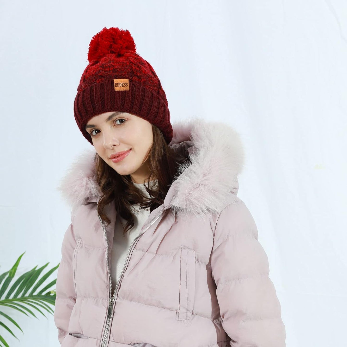 Cappello Invernale Da Donna Con Pom Pom Beanie Caldo Foderato in Pile Spesso Slouchy Snow Knit Chunky Baggy Skull Berretto Da Sci