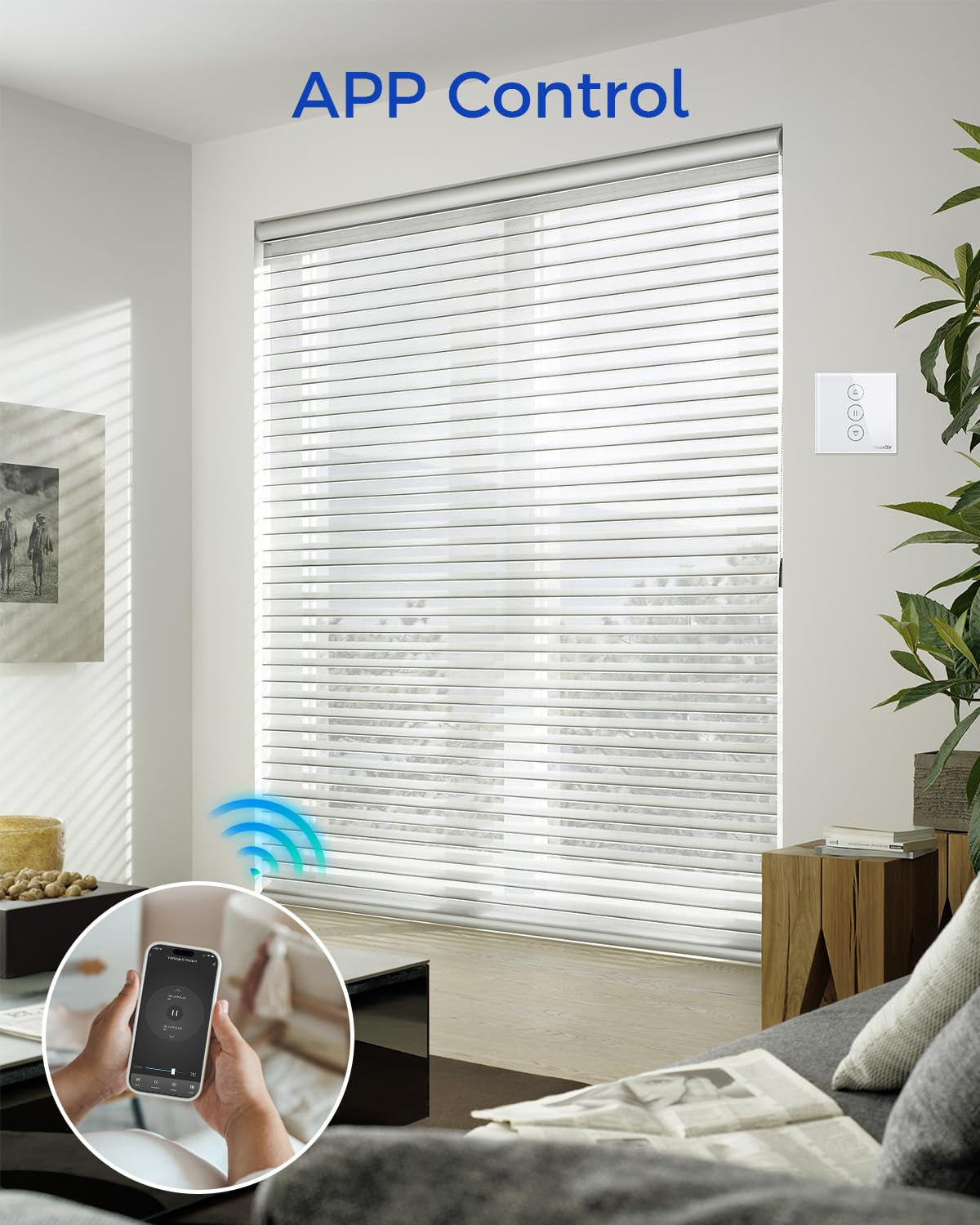 Interruttore per Tapparelle Wlan per Cento, Alexa WLAN, Interruttore per Tapparelle Con App Controllabile E Funzione Timer, Interruttore a LED Intelligente Compatibile Con Echo Alexa/Google