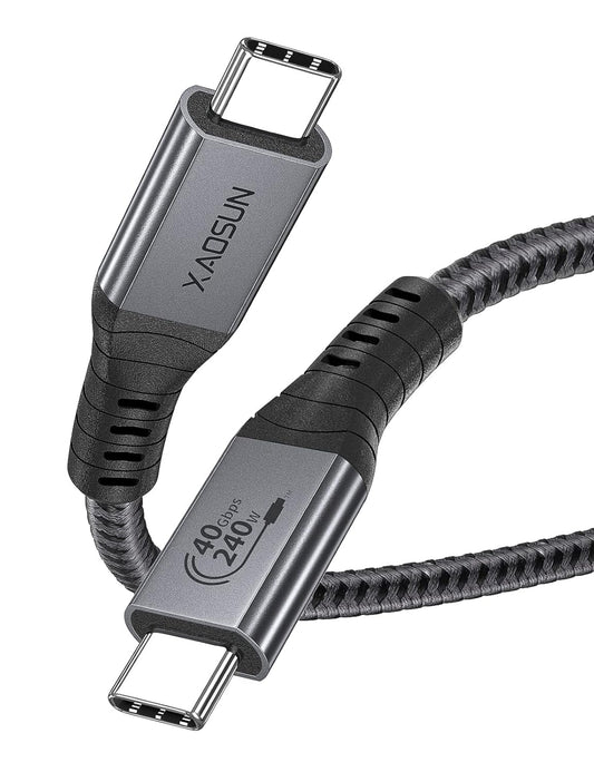 Cavo Thunderbolt 4 Da 240 W, Cavo USB4 40 Gbps Con Ricarica Da 240 W [Certificato USB-IF], 8K a 60 Hz E Doppia Uscita Video 4K a 60 Hz per Macbook Pro Air, Iphone 15 plus Pro Max, Ipad, Egpu,