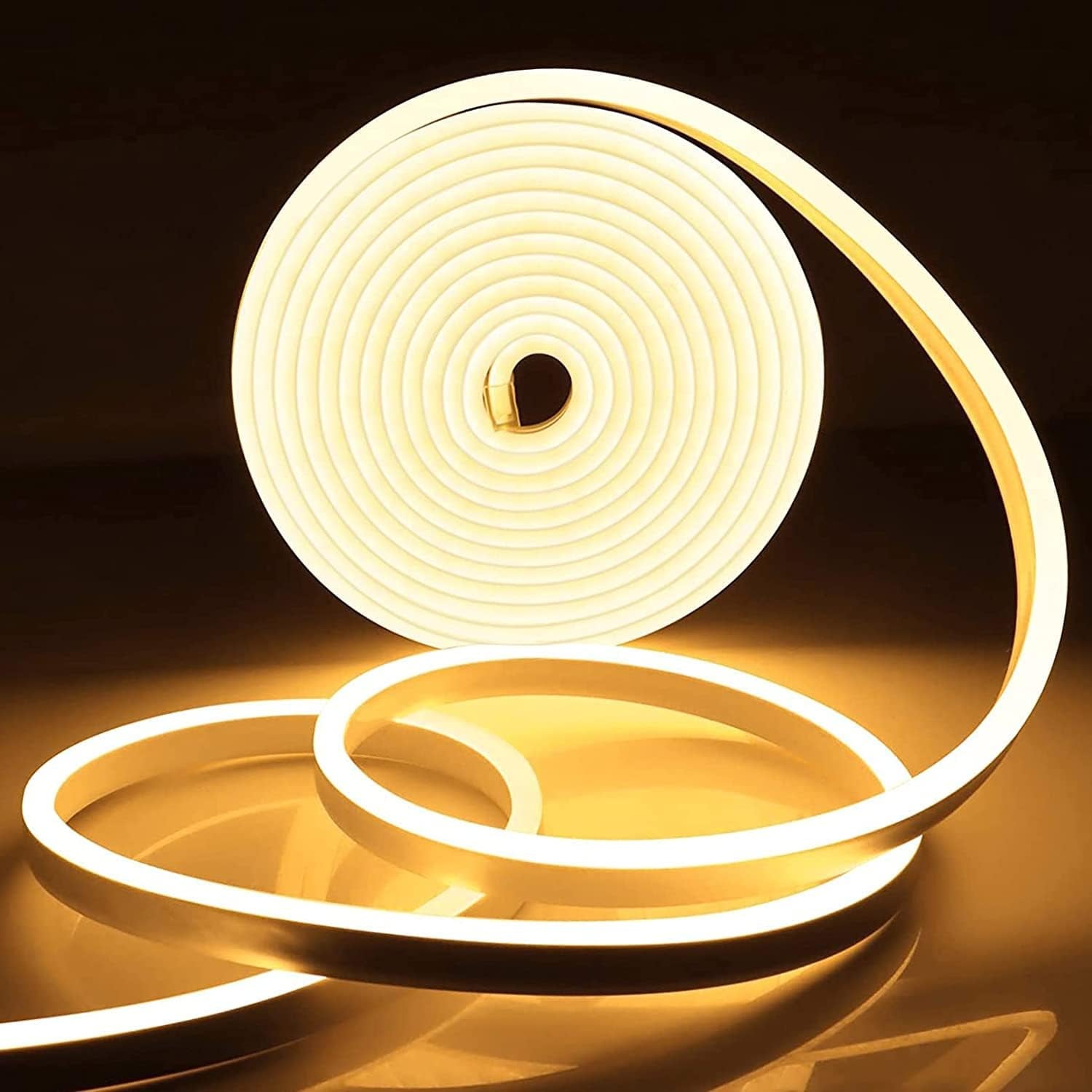 Striscia LED 5M, Striscia LED Neon, Bianco Caldo 12V 3000K LED Strip, Dimmerabile, Impermeabile IP65, Silicone, Flessibile, Con Alimentatore Di Rete E Controller, Para Interior Exterior, DIY