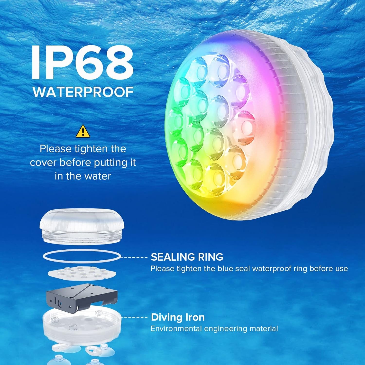 Luci per Piscina, Luci per Piscina a LED Subacquee Con Magneti E Ventose, Luci per Laghetti Subacquee IP68, 16 Colori, Telecomando RF, per Feste in Vasca Idromassaggio Con Fontana 4Pack