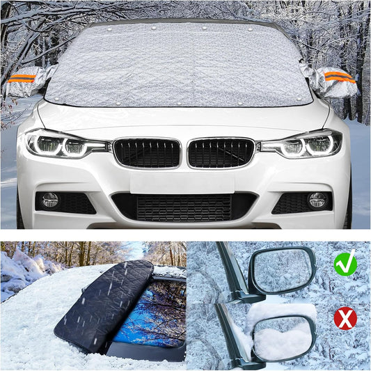 Copri Parabrezza Auto,Copertura Parabrezza Auto,Con 9 Magneti Autocopertura Parabrezza per Auto Antighiaccio Contro Neve,Ghiaccio,Gelo,Polvere,Sole UV Adatto La Maggior Parte Dei Veicoli-170Cmx145Cm