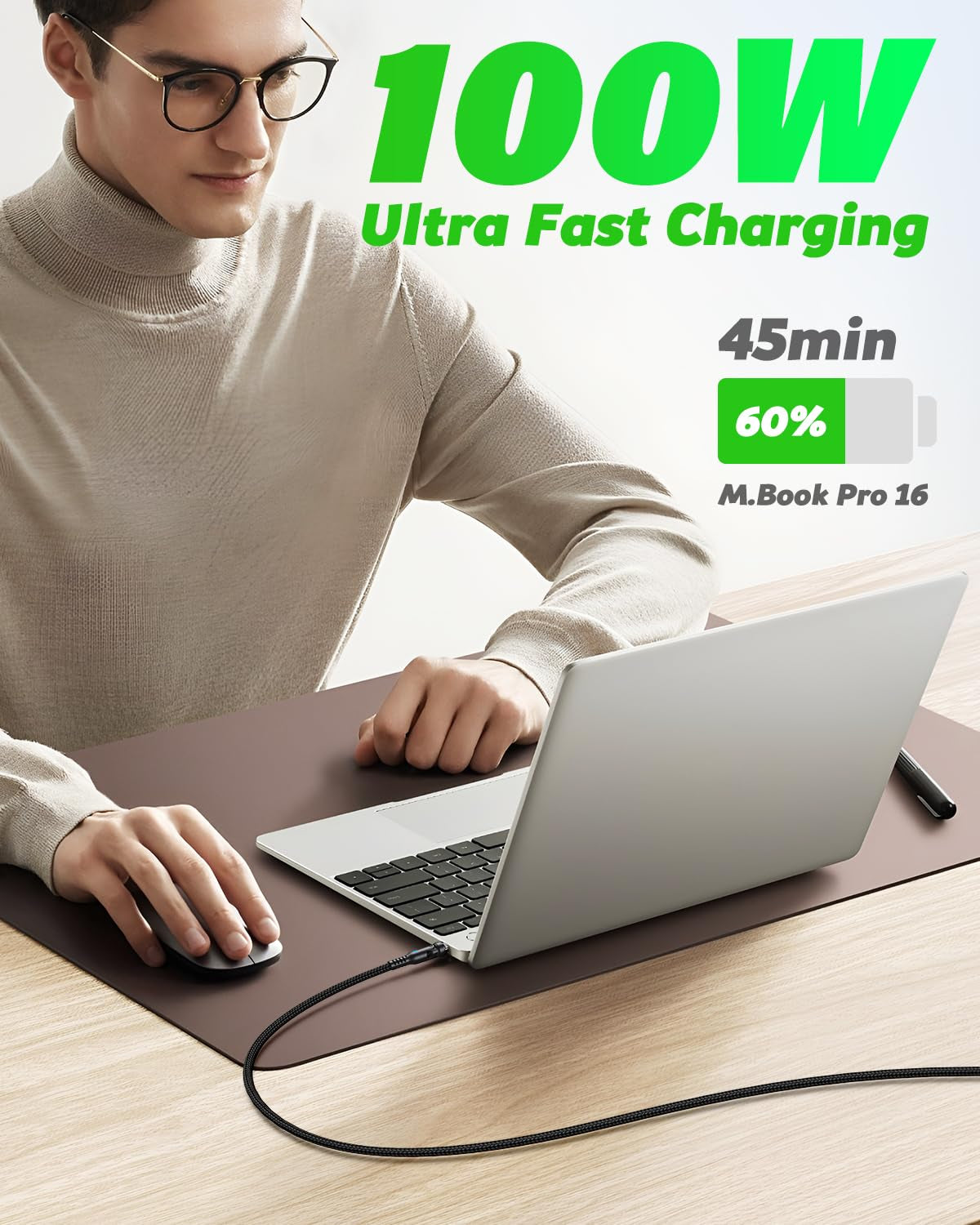 Cavo Di Ricarica Magnetico 100W [1.8M/1.8M], 9 Pin Caricabatterie Magnetico Di Ricarica Rapida PD3.0 QC 4.0/4.0+ USB C Cavo Magnetico 20V/5A Cavo Dati Magnetico Compatibile Con Smartphone Tablet