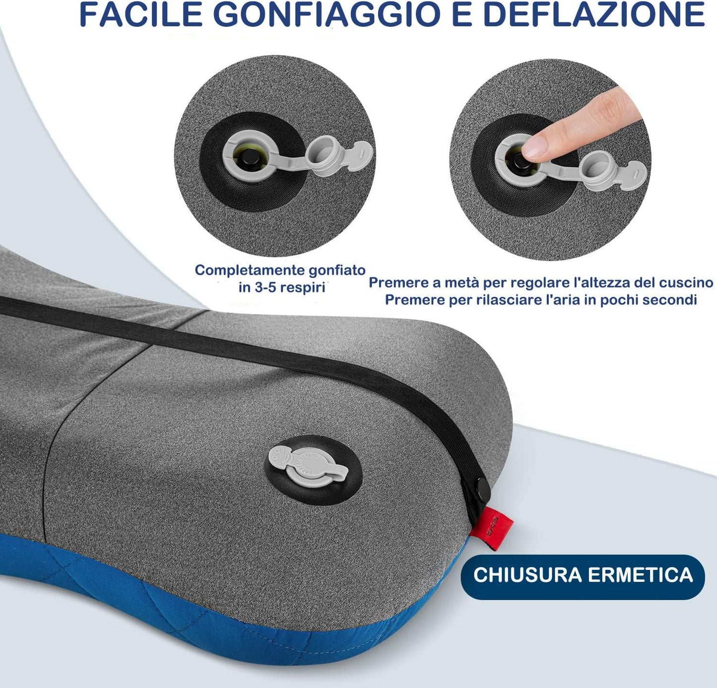 Cuscino Gonfiabile Da Campeggio, Da Viaggio, Con Federa Rimovibile, Comodo Cuscino Cervicale per Viaggio/Esterno, Cuscino Da Viaggio, Cuscino Gonfiabile Da Viaggio, Cuscino Imbottito