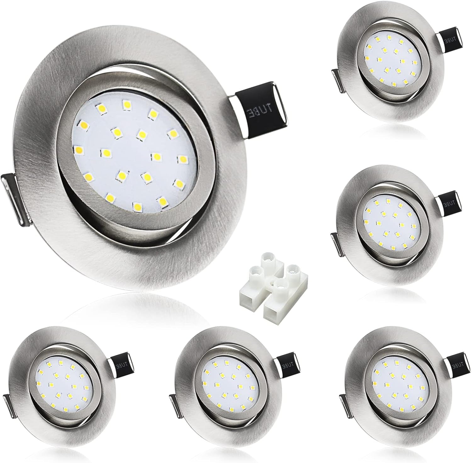 6X 5W Faretti LED Da Incasso per Cartongesso Orientabile 40°,450LM Luce Naturale,Foro 70-75Mm per Interno Cucina,Ultra Slim 30Mm,Faretti Led Soffitto 220V