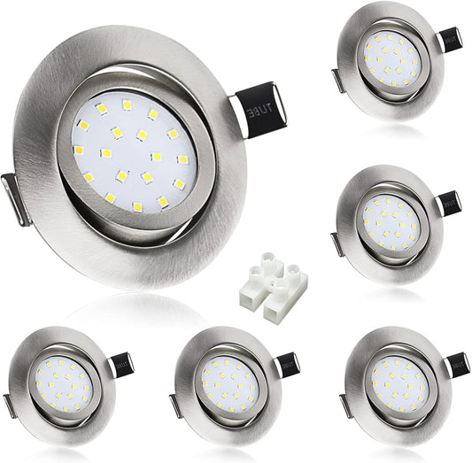 6X 5W Faretti LED Da Incasso per Cartongesso Orientabile 40°,450LM Luce Naturale,Foro 70-75Mm per Interno Cucina,Ultra Slim 30Mm,Faretti Led Soffitto 220V