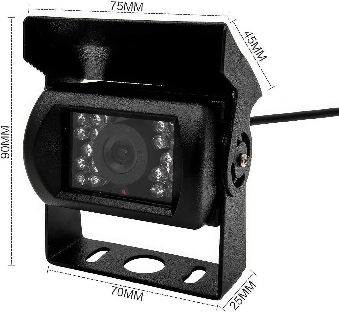 Telecamera Di Retromarcia per Auto, Telecamera Di Backup HD 9V-36V, Telecamera CCD Con Vista Frontale Impermeabile per Camion Rimorchio Autobus, Con 18 LED a Infrarossi per Visione Notturna