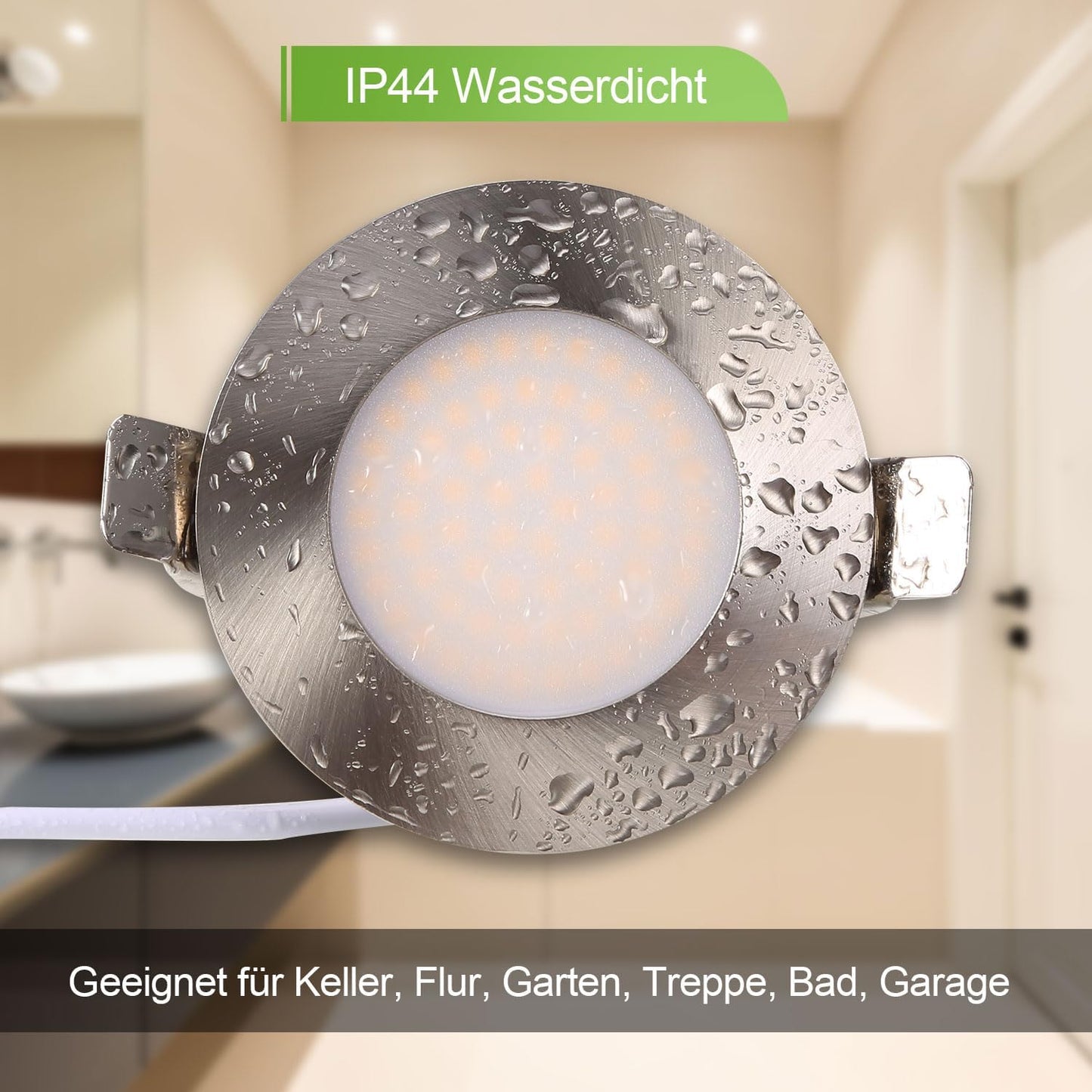 Faretto Da Incasso a LED Piatto Set Di 6 230 V 4 W Incasso Luce Metallo 3000 K Plafoniera 540 Lm CRI 90 IP44 Bagno Faretto Da Incasso 65-70 Mm Faretto Da Soffitto Bianco Caldo Faretto Da