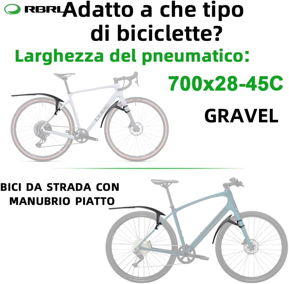 Parafango Universale per Bicicletta 28 Pollici, Set Parafanghi per Bicicletta, Parafango Regolabile E Facile Da Installare (Protezione Ruota per Bici Gravel, Bici Da Corsa)