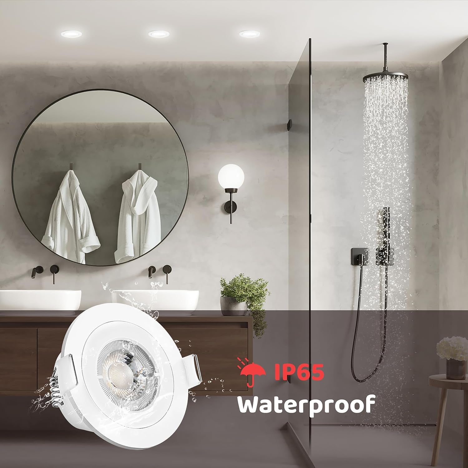 Faretti LED Da Incasso Soffitto  4.5W 450LM IP65 Luci Da Incasso Led Faretto LED Interno Angolari Da Incasso Faretto Ø68 Mm per Bagno, Cucina Camera Da Letto Soggiorno Corridoio Set Di 6 Bianchi