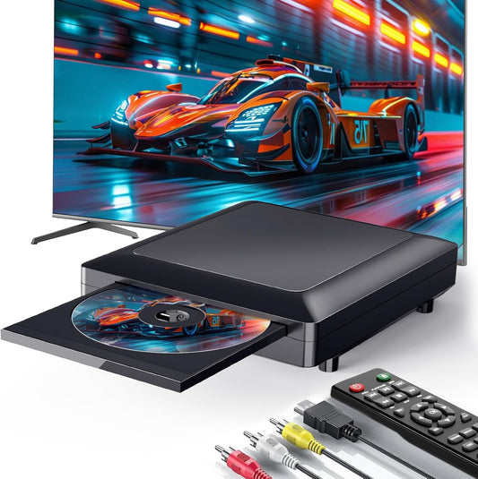 DVD Player for TV with HDMI AV Output, USB Input, HD1080P DVD CD Player, Built-In PAL NTSC System, All Region Free, HDMI/ AV Cable Included, 2019