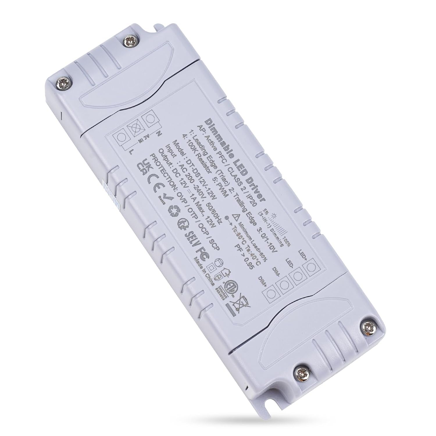 Trasformatore LED 12V 12W Dimmerabile Triac & 0-10V&1-10V & PWM & Resistenza Da 100K Alimentatore 12 Volt 1A Di Tensione Costante Driver LED AC 220V to DC Trasformatori Di Bassa Tensione