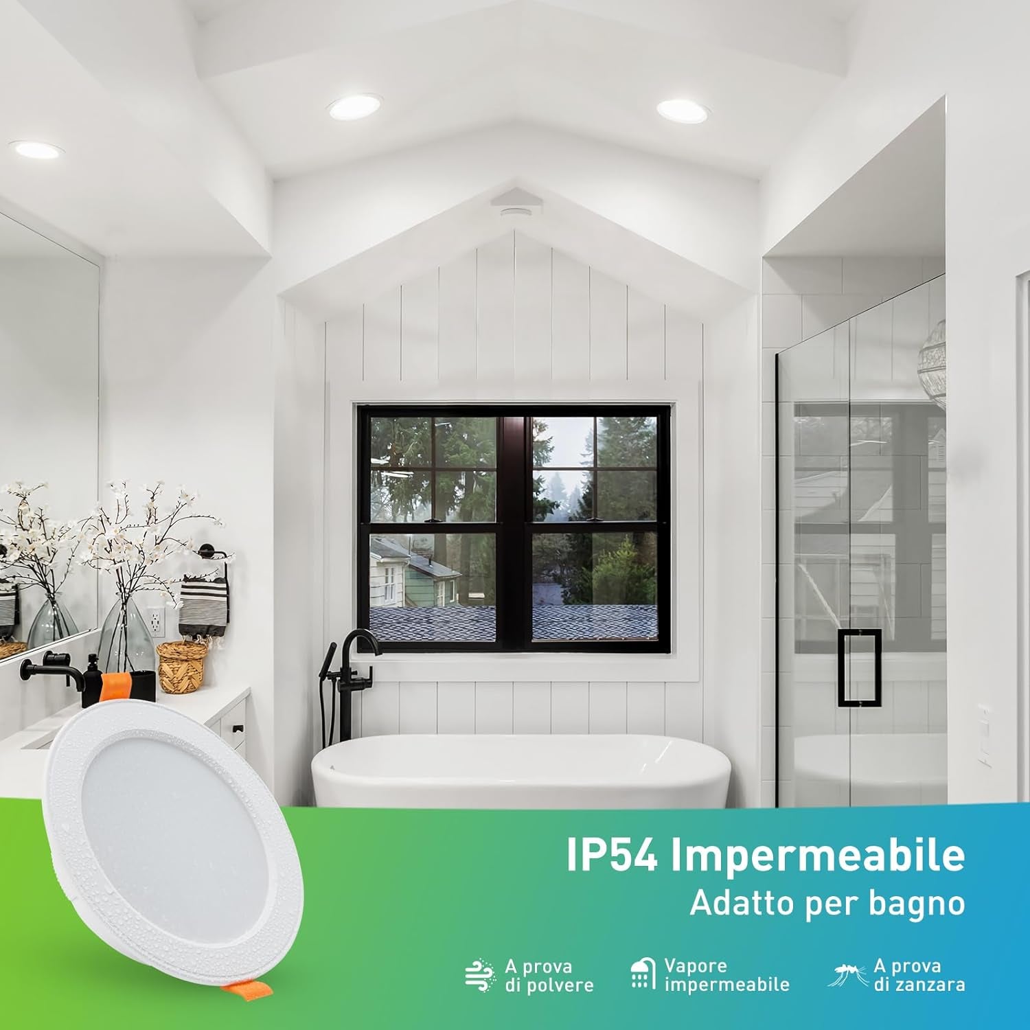 10X Faretti LED Da Incasso 230V 12W 1080 Lumen, LED Downlights 5 Temperature Selezionabili Dimmerabile, IP54 Spot LED Incasso per Bagno Camera Da Letto Soggiorno