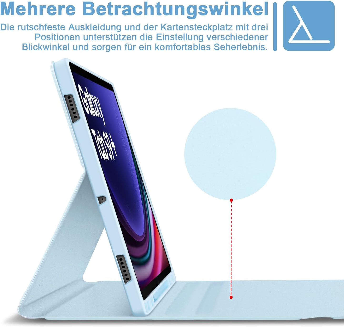 Tastiera Retroilluminata per Samsung Galaxy Tab S9+/S9 plus 12,4" 2023, QWERTZ Tastiera Retroilluminata Rimovibile Con Custodia per Galaxy Tab S9+ 12,4" 2023 (SM-X810/X816/X818), Blu