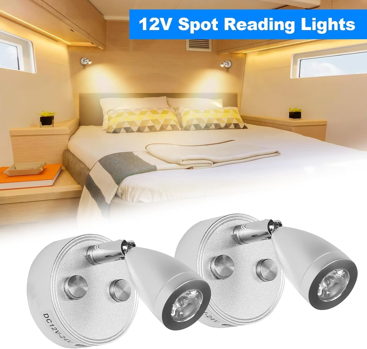 Lampada Da Lettura a LED a 12 V Lampada Da Lettura a LED per Interni Interruttore Dimmer Tattile Con Connessione USB per Camper Camper Caravan Boat