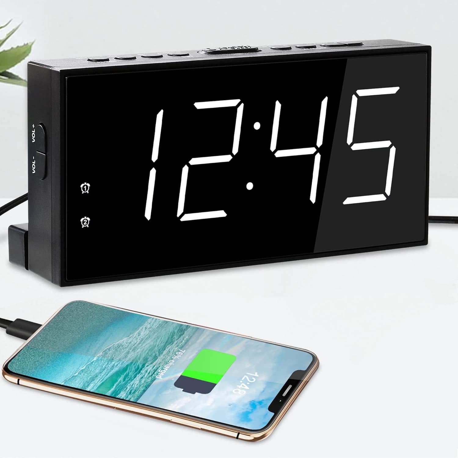 Sveglia Digitale a LED, Display Ampio 7 Pollici, Doppia Sveglia, Snooze, Luminosità E Volume Regolabili, 12/24 Ore, Orologio Da Tavolo Con Porta Di Ricarica USB, Adatto per Viaggi, Cucina E Soggiorno