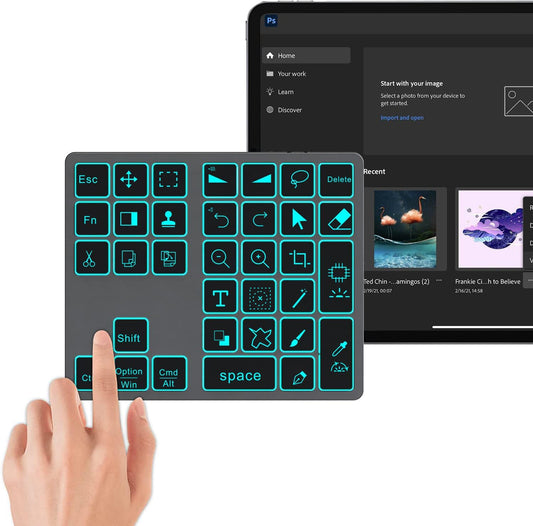 Tastiera Retroilluminata Bluetooth per Photoshop, Tastiera Ricaricabile per Photoshop, Compatibile Con Windows/Macos/Ios