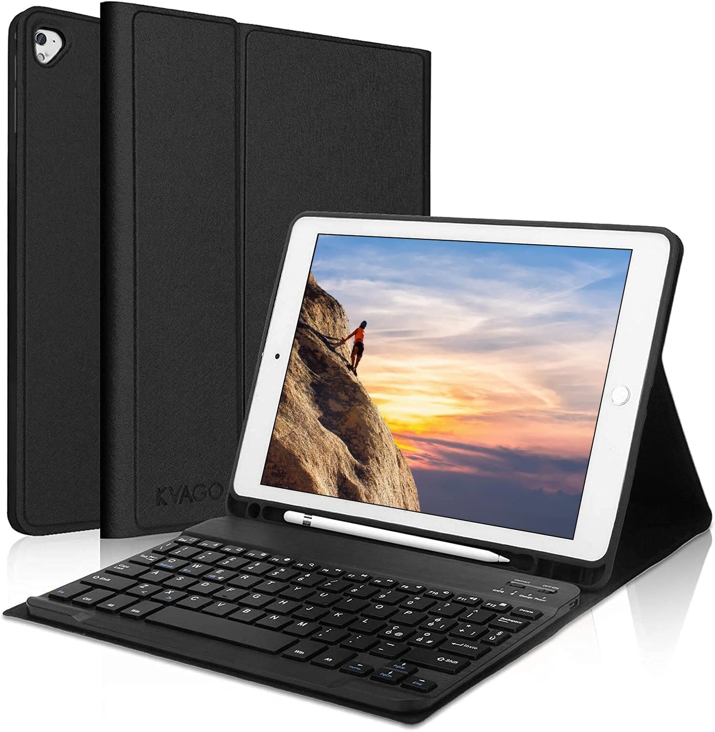 Custodia Con Tastiera Italiano per Ipad 10,2" 9A/8A/7A Generazione, Ipad 10,2" 2021/2020/2019/Ipad Air 3/Ipad Pro 10,5", Bluetooth Wireless Staccabile Magnetica, Nero