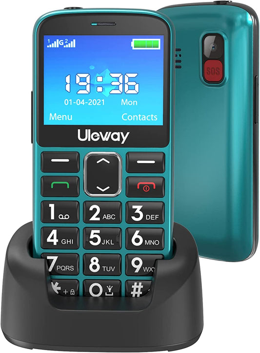 Telefono Cellulare per Anziani Con Tasti Grandi,Funzione SOS HAC|2.4" Display | Supporto SIM Doppio | Chiamata Rapida and Torcia | Radio Suono Alto | Batteria Di Grande Con Base Di Ricarica