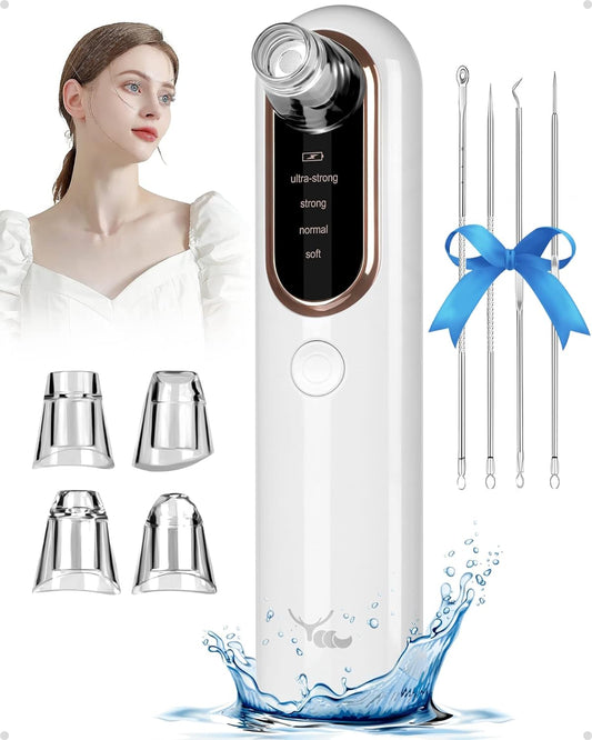 Aspiratore Punti Neri Professionale, in ABS, Rimozione Di Pori, Pulizia Viso Ricarica USB 4, Testine per Estrattore Comedone Brufoli Grasso