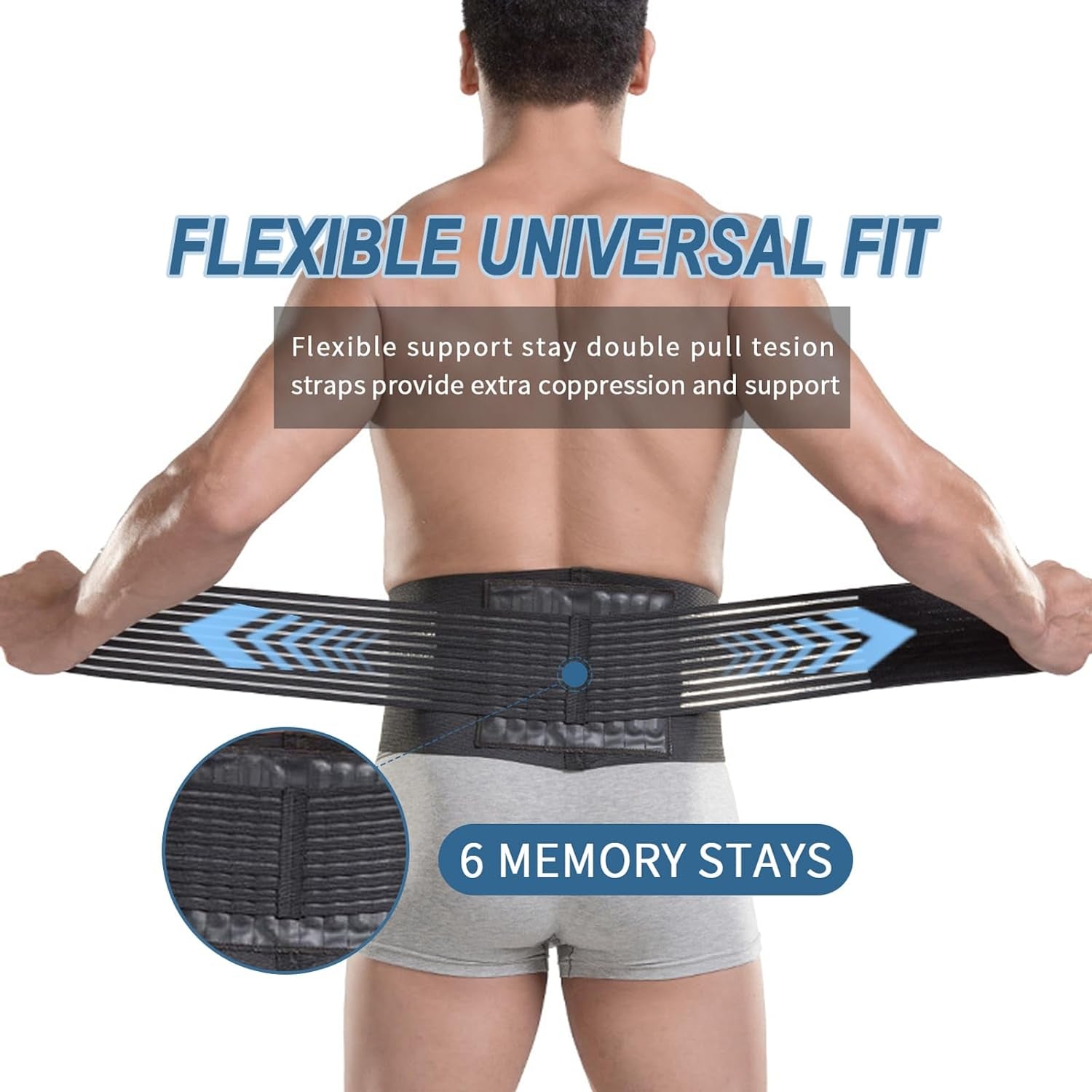 Cintura Di Supporto Lombare Con 6 Supporti - Tutore per La Schiena per Alleviare Il Dolore Da Scoliosi E Sciatica - Cintura Di Supporto Lombare per Uomini E Donne