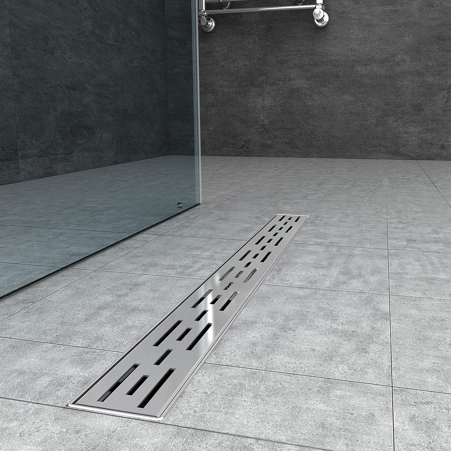 AICAIT Canaletta Scarico Doccia Canalina Scarico Doccia a Pavimento Typo Fessura in Acciaio Inossidabile per Box Doccia Bagno Piscina Drenaggio 70 Cm
