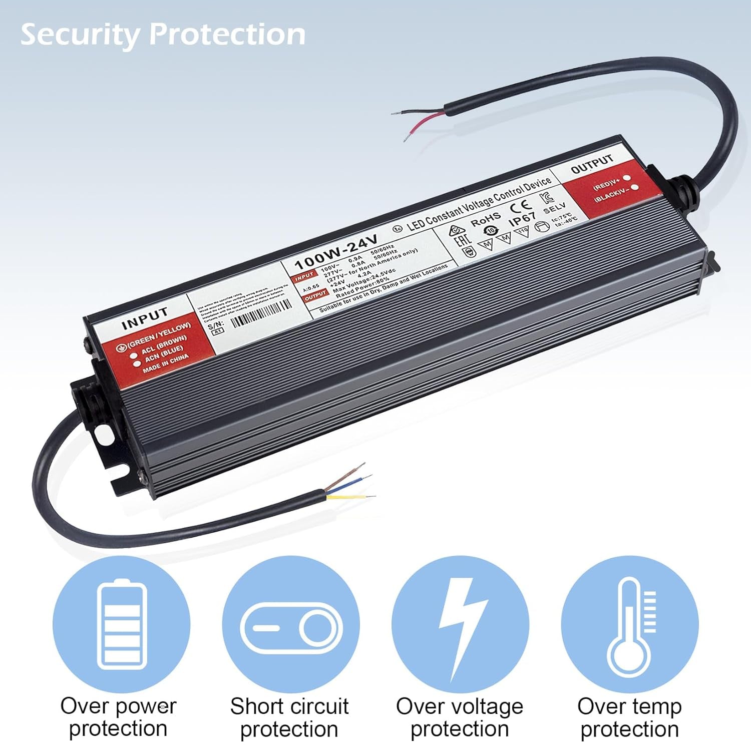 24V Trasformatore LED 100W Impermeabile IP67 Alimentatore LED Driver 4,2A Slim Transformer AC 220V a DC 12V LED Netzteil Interruttore Adattatore,Trasformatori Tensione Costante Bassa Tensione