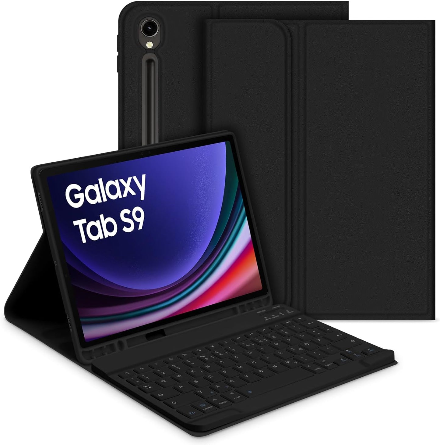 Custodia per Tastiera per Samsung Galaxy Tab S9 2023, QWERTZ, Tastiera Rimovibile Con Custodia Protettiva per Galaxy Tab S9 11" 2023 (SM-X710/SM-X716B/SM-X718U), Colore: Nero